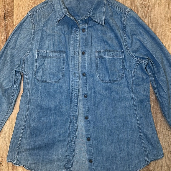 Denim Port Authority Blue Long Sleeve Shirt - Medium - Picture 3 of 5